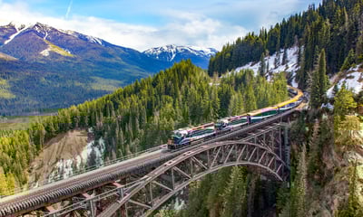 Embark on a journey through the Canadian Rocky Mountains onboard the Rocky Mountaineer train.