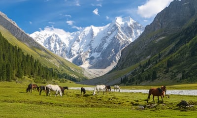 See the Tian Shan mountains in Kyrgyzstan.
