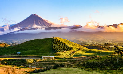 New Plymouth is backdropped by New Zealand's snow-capped Mount Taranaki.