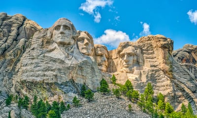 Mount Rushmore National Memorial depicts the heads of four US presidents.