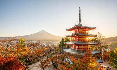 Standing at 3,776 metres, Mount Fuji is the tallest and most iconic peak in Japan.