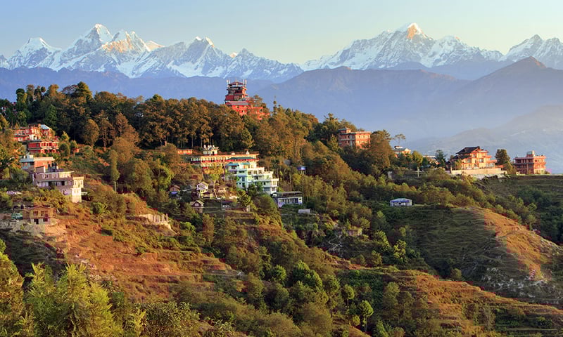 Hillside homes in Nagarkot, Nepal.