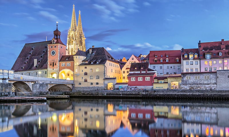Cruise the Danube River to the pretty Bavarian city of Regensburg.