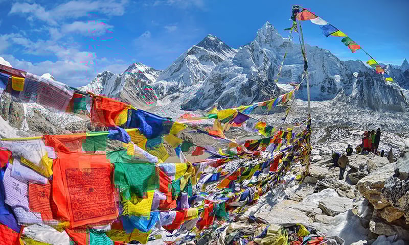 Prayer flags at Everest base camp.
