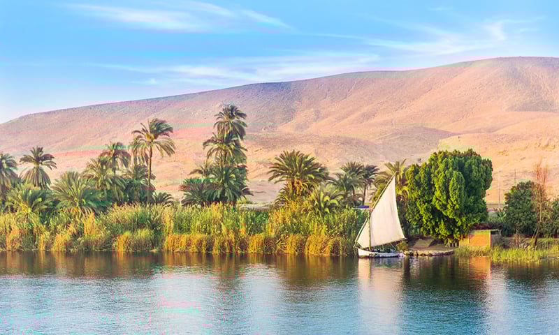 Watch the incredible desert landscapes as you cruise on the Nile River, Egypt