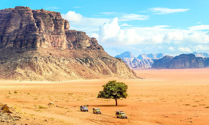 Follow Lawrence of Arabia's footsteps on a Jeep tour of Wadi Rum, Jordan.