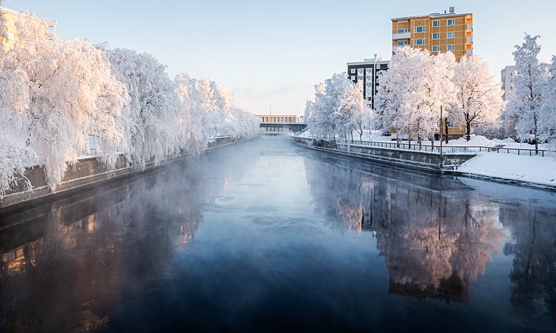 See the frozen landscapes of Oulu, Finland.