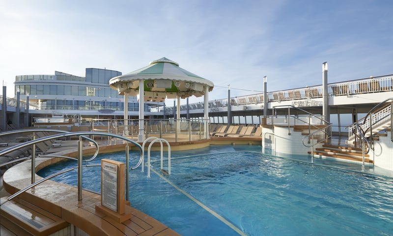 The pool deck on the NCL Norwegian Jade.