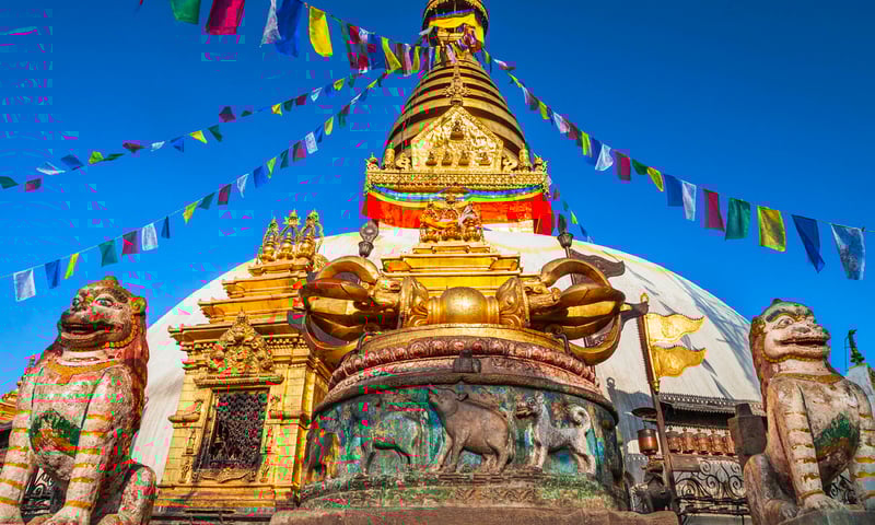 See the Monkey Temple in Kathmandu.