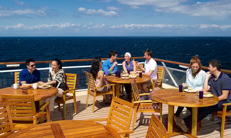 Enjoy the sea views as you dine al-fresco with friends.