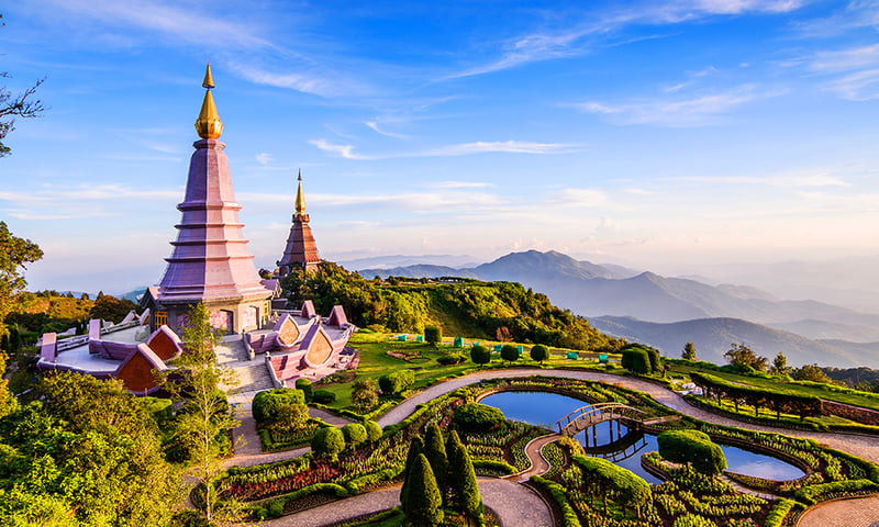 The renowned twin pagodas honouring the King and Queen, Doi Inthanon, Itinerary 2.