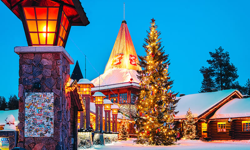 Meet Santa and send a postcard from the Santa Claus Village, Finland.