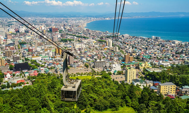 Get a bird's eye view on a Hakodate cable car on the island of Hokkaido, charges apply, Itinerary 2.
