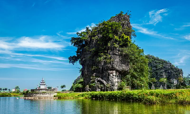 The Buddhist temple of Bich Dong Pagoda in Tam Coc, Ninh Binh Province, Vietnam.