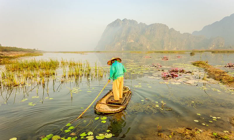 Vu Long Pond in Ninh Binh Province, Vietnam.