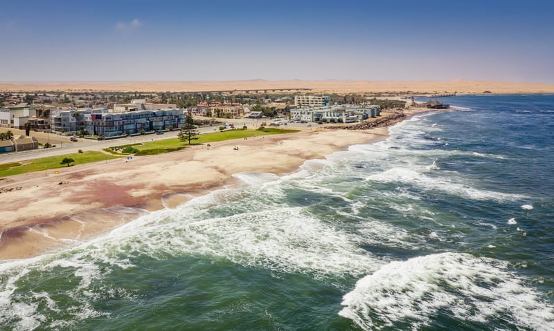 Explore the bustling coastal town of Swakopmund, Namibia.