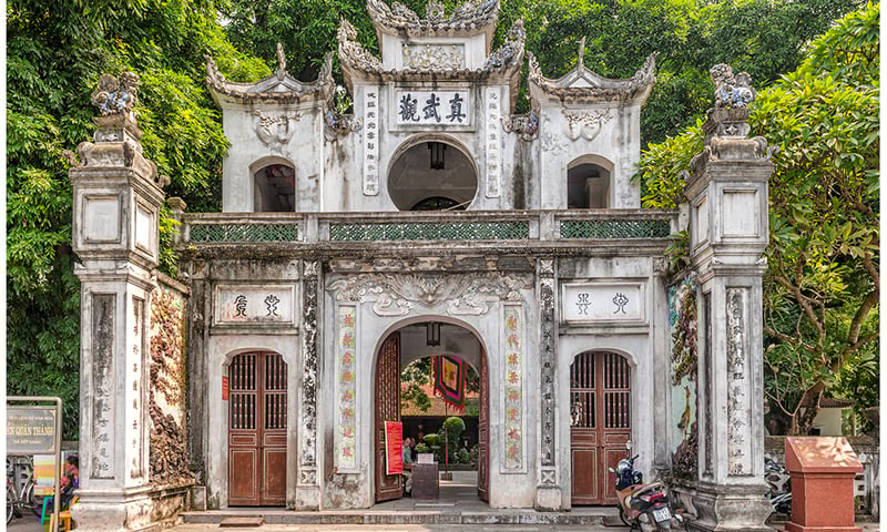 The entrance to 11th century Quan Thanh Tran Vu Taoist temple in Hanoi, Vietnam