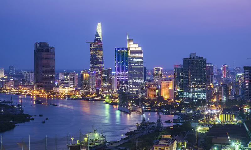 A spectacular night view of Ho Chi Minh City, Vietnam