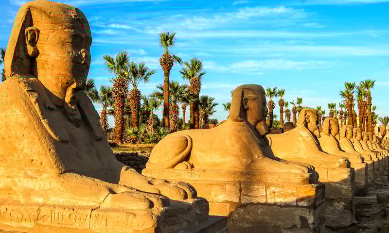 Karnak Temple and its avenue of sphinxes, Luxor, Egypt.