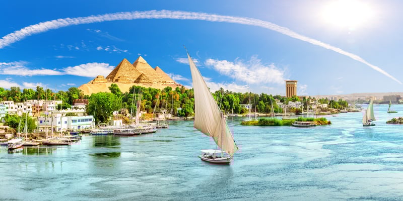 The Nile River in Aswan, Egypt.