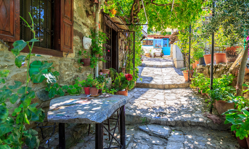 Sirince village cobbled streets, Izmir Province, Türkiye.