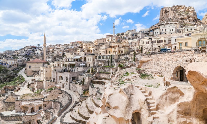 Uchisar town in Cappadocia, Turkey.
