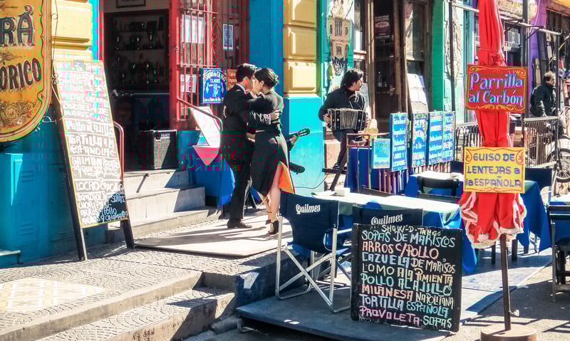 Wander through picturesque Caminito in Buenos Aires, Argentina.
