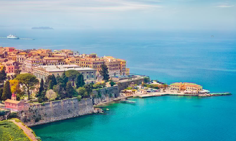 Witness the blend of Greek and Italian heritage in Corfu, Greece.