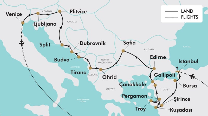 Visit Türkiye, Croatia, Albania, Macedonia, Italy and more.