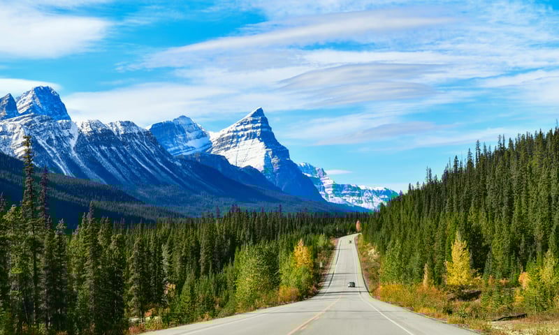 Columbia Icefields Parkway in Alberta, Canada.
