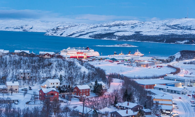 A Hurtigruten ship in Kirkenes, Norway