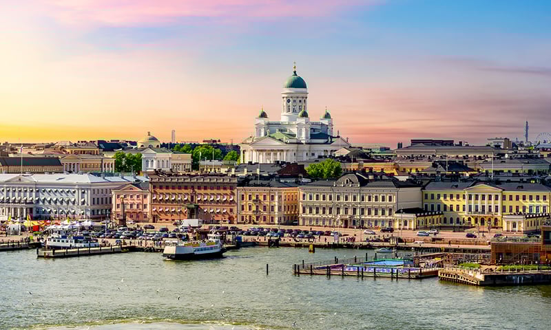 Explore Helsinki's cathedral & historic waterfront at sunset, Finland