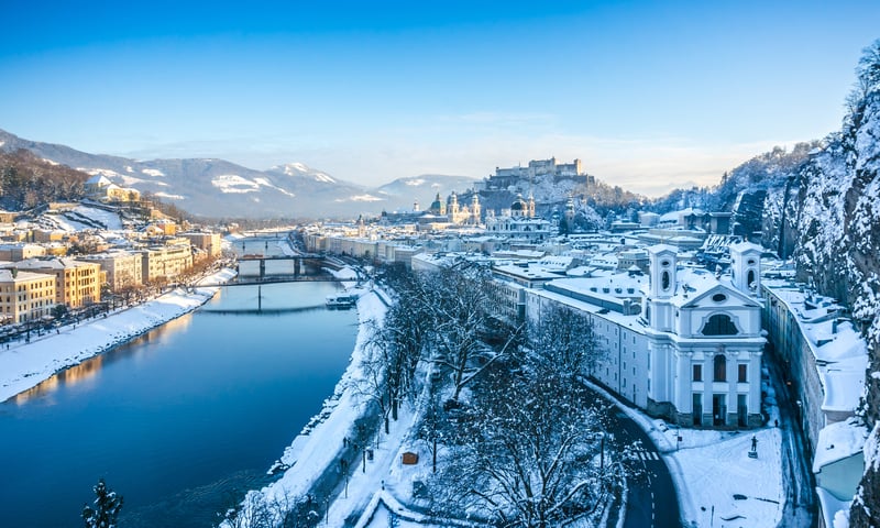 Witness baroque palaces and courtyards on a walking tour in Salzburg, Austria.