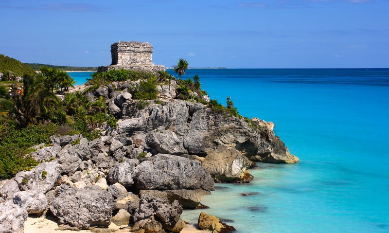 Discover fascinating Maya ruins in picturesque Costa Maya, Mexico.