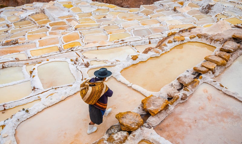 See the more than 3,000 salt pools carved into the mountainside of Maras, Peru.
