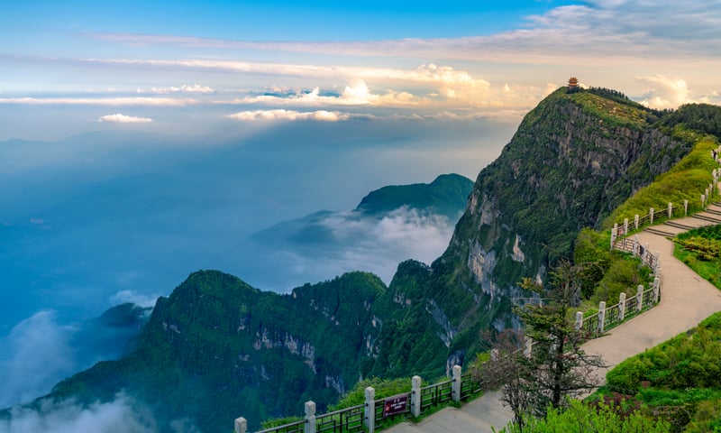 Drive to Emeishan City in the Sichuan province, China.