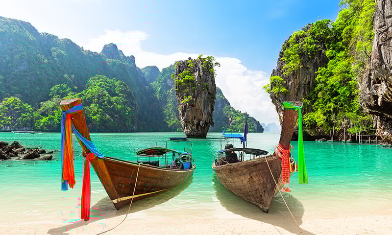 Phuket Longtail boat on famous Phang-Nga Bay