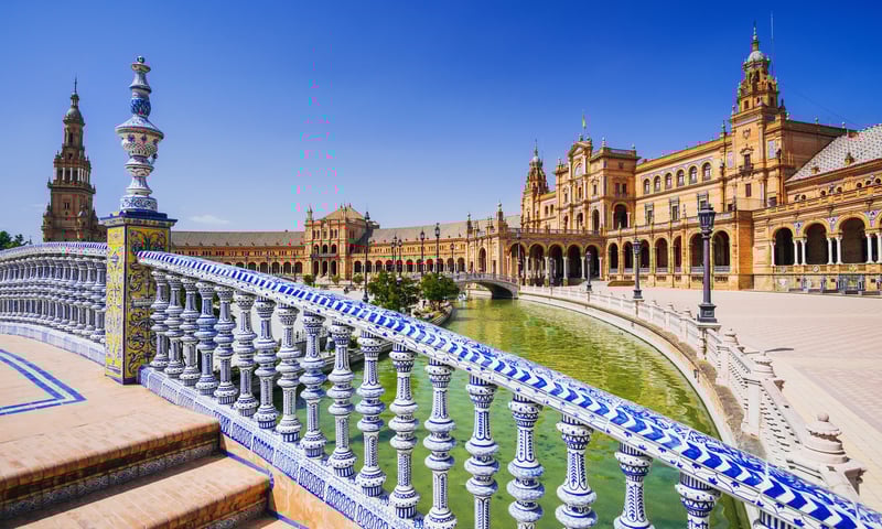 Seek out the Plaza de España with free time in Seville, Spain. (Itinerary 2).