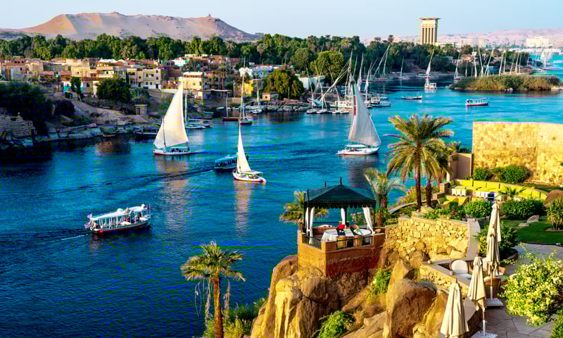 Board a Nile River cruise in Aswan and sail to Luxor via Kom Ombo, Edfu and more.