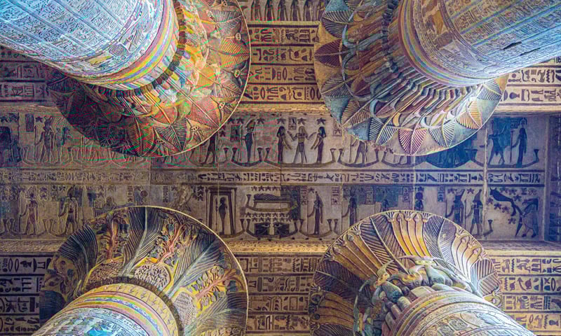 Marvel at the colourful hieroglyphics emblazoned on the temple of Kom Ombo.