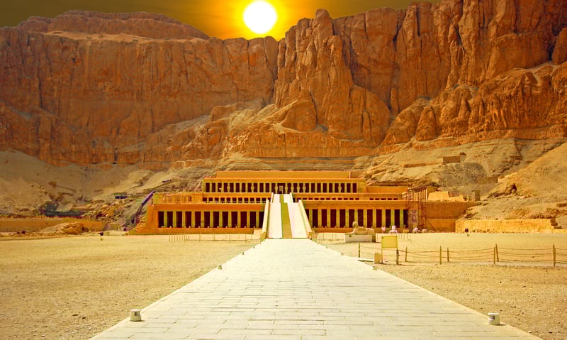 The terraced temple of the Pharaoh Queen Hatshepsut near Luxor, Egypt.