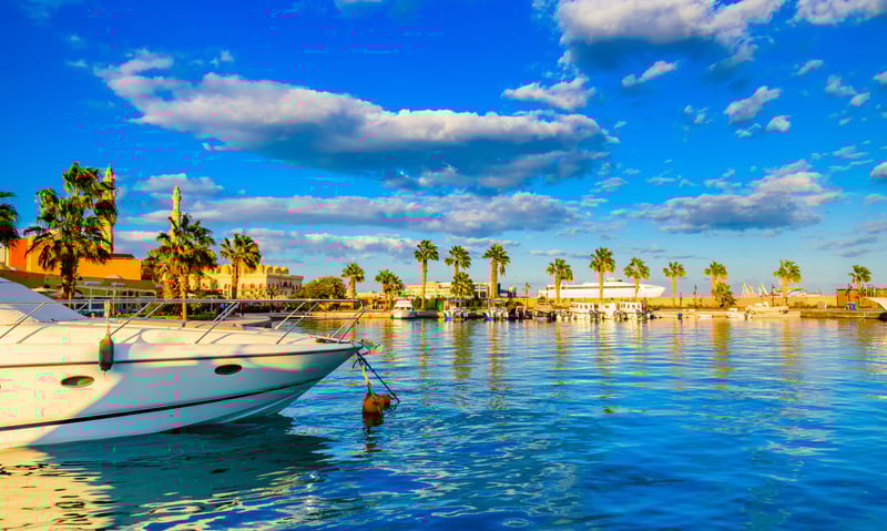 Hurghada is a beach resort town stretching some 40km along Egypt’s Red Sea coast. (Itinerary 2)