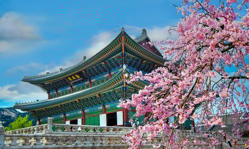 Entrance to Gyeongbokgung Palace in Seoul, South Korea.