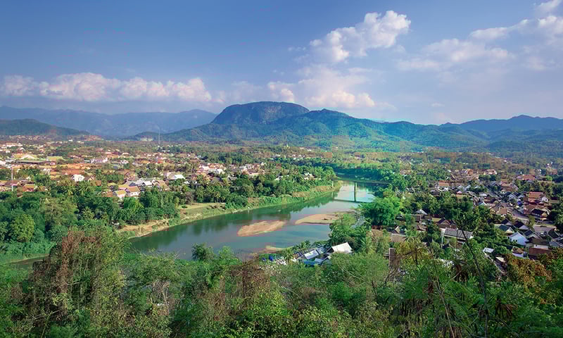 A bird's eye view of the beautiful Luang Prabang, Laos.