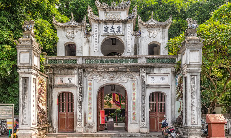 The entrance to 11th century Quan Thanh Tran Vu Taoist temple in Hanoi, Vietnam.
