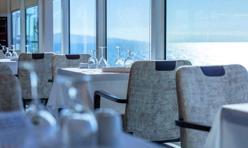 Dine at the contemporary Windows Cafe aboard the Azamara Journey.