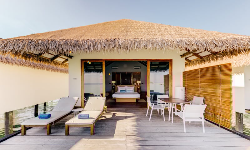 Upgrade to an Overwater Bungalow at Cinnamon Velifushi Maldives.