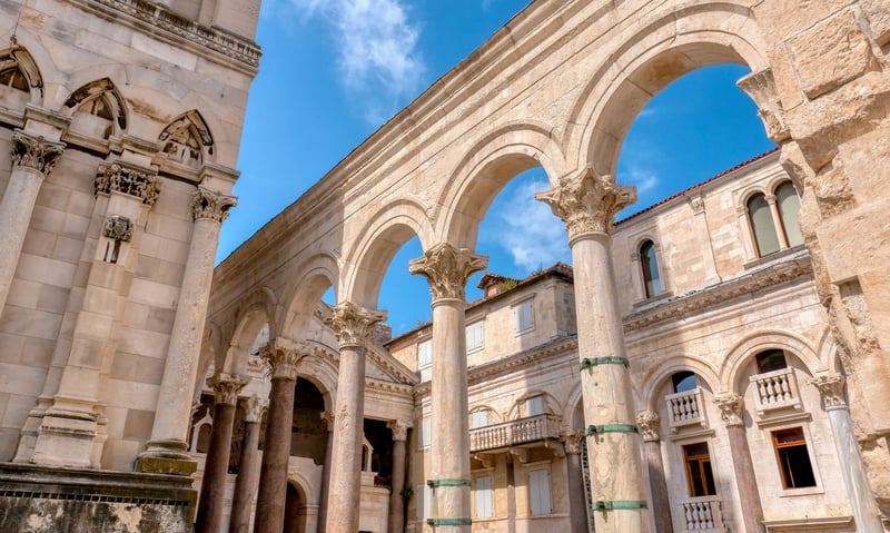 Diocletian's Palace, located in the Old Town of Split, Croatia.