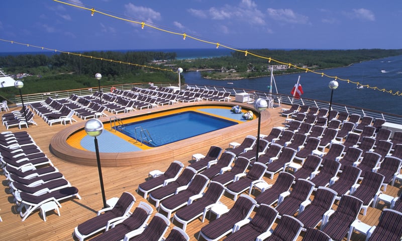 Step on to the seaview pool deck aboard Zaandam. Step on to the seaview pool deck aboard Zaandam.