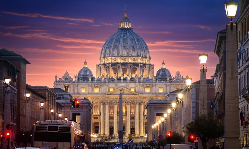 St Peter's Basilica in the Vatican, Rome, Italy.